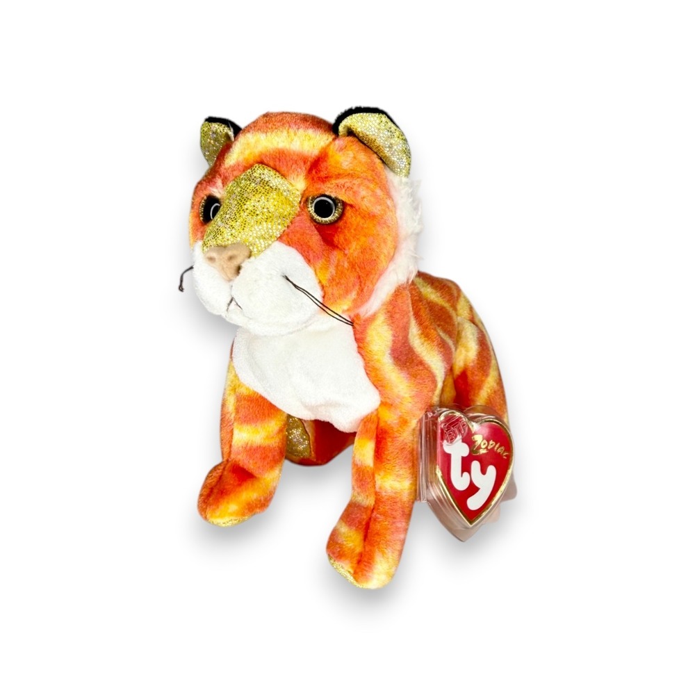 Tiger the Tiger | Fiery Zodiac Stripes | Mint Heart Tag TY Beanie Baby
